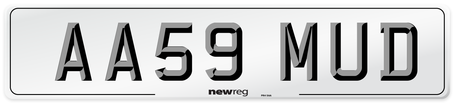 AA59 MUD Number Plate from New Reg